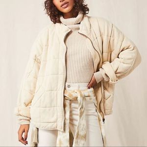 NWT Sanctuary Anthropologie Quilted Kit Bomber Jacket Soymilk